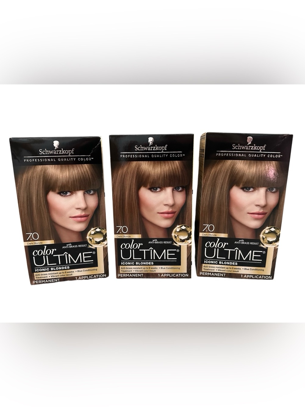 Schwarzkopf Color Ultime Permanent Hair Color 7.0 Dark Blonde, 3 Boxes, Sealed